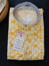 Yellow Color Premium Cotton Silk Men Kurta -Kurta for Haldi Function - Kurta for Gifts - Kurta Store in USA - Yellow Color Kurtas for Men - Kaash