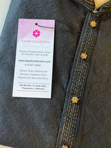 Black Color Men Kurta Pajama Set - Self Weave Embroidery - Raw Silk material - Black Designer Mens Wear - Indian Wedding Outfit for Men