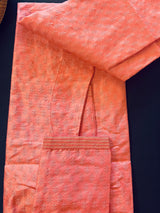 Coral Color Raw Silk Kurta Pajama Set for Men | Self Design Embroidery Buttis | Wedding Kurta | Groomsmen Kurta | Kurta Store in USA - Kaash