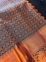 Bottle Green Pure Kanjivaram Silk Saree with Copper Zari Weave Handwoven | Kanchipuram Pure Silk Sarees | SILK MARK CERTIFIED