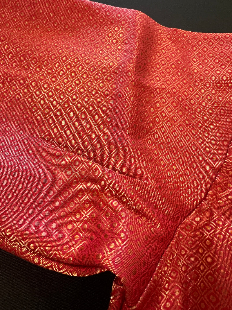 Red Readymade Blouse with small Copper Color design in Brocade | Readymade Blouses | Red Color Stitched Blouse | Saree Blouses