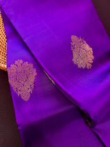 Violet Pure Kanjivaram Silk Saree with Copper Zari Weave | Heirloom Kanchipuram Pure Silk Sari | SILK MARK CERTIFIED
