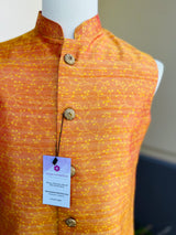 Dual Shade Peach Apricot Color Modi Nehru Jacket For Men | Waist Coat | Jacket for Kurta | Gift For Him | Peach Color Wedding Mens Jacket