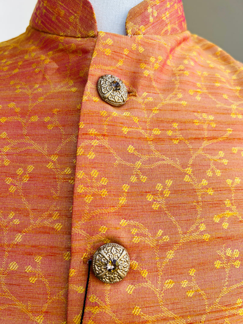 Dual Shade Peach Apricot Color Modi Nehru Jacket For Men | Waist Coat | Jacket for Kurta | Gift For Him | Peach Color Wedding Mens Jacket