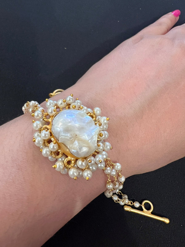 Handmade Bracelet Baroque Stone and Pearl Bracelet for Women | Indian Jewelry | Bracelet for Gift | Lightweight Bracelet | Gift for Her