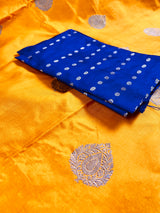 Mango Yellow and Blue Pure Katan Silk | Pure Silk Sarees | SILK MARK CERTIFIED