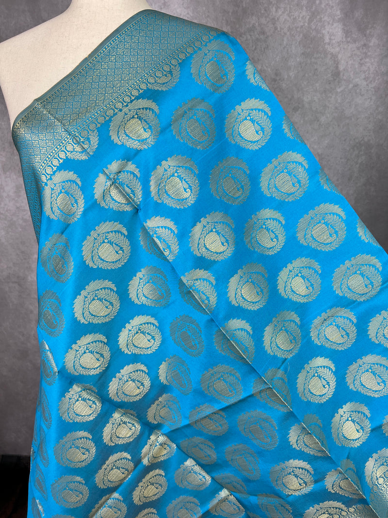 Sky Blue Banarasi Silk Designer Dupatta with big Buttas | Light Weight Dupatta  | Stole | Benarasi Dupatta | Gift For Her