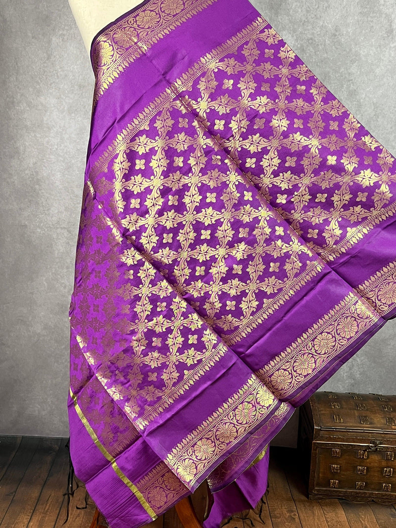 Purple Banarasi Soft Silk Designer Dupatta | Light Weight Dupatta | Benarasi Dupatta | Gift For Her | Duppatas for Lehengas - Kaash