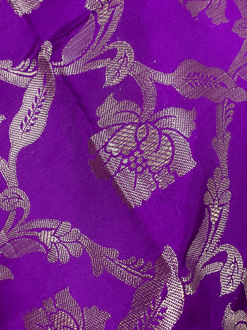 Purple Color Floral Jaal Muted Gold Zari Weaved Dupatta  | Floral Silk Dupatta | Zari Work | Dupatta | Stole | Scarf | Dupattas for Gifts
