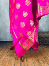 Hot Pink Semi Silk floral Jaal Dupatta with Gold Zari Weaving | Indian Dupatta | Chunri | Stole | Scarf | Gift For Her | Dupatta for Lehenga KaashCollection 5 out of 5 stars