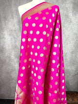 Pink Color Handmade Soft Silk Zari Weaved Dupatta with Chakras | Indian Dupatta | Stole | Gift For Her | Dupatta for Lehenga - Kaash
