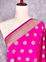 Pink Color Handmade Soft Silk Zari Weaved Dupatta with Chakras | Indian Dupatta | Stole | Gift For Her | Dupatta for Lehenga - Kaash