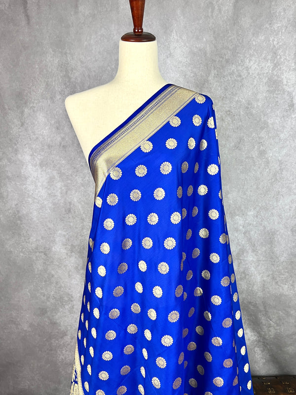 Royal Blue Color Handmade Soft Silk Zari Weaved Dupatta with Chakras | Indian Dupatta | Stole | Gift For Her | Dupatta for Lehenga