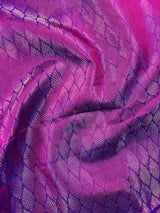 Purple Pure Kanjivaram Soft Silk Handloom dual tone Saree with Peacock Motifs in muted Zari Work in Sliver and Gold | SILK MARK CERTIFIED