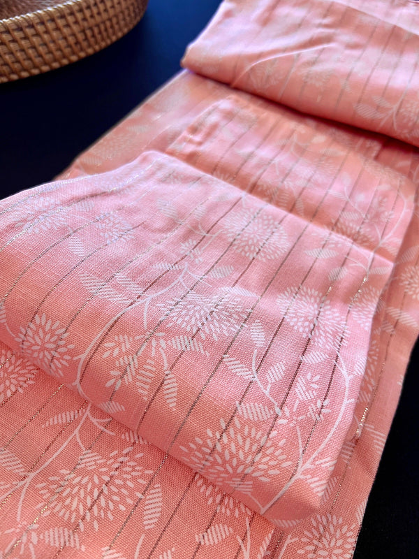 Baby Pink Color Cotton Silk Kurta with Digital Prints and Zari Stripes | Mens Kurta Pajama Set | Pink Color Kurta for Men - Kaash