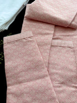 Baby Pink Men Kurta Pajama with Zari Weave work and Self Embroidery - Kaash