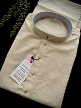 Beige Color Cotton Silk Kurta Pajama for Men - Kaash