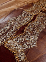 Beige Color Net Dupatta with Zari, Sequin and Beads - Kaash