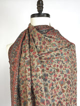 Beige pure pashmina Kashmiri shawl with kani weave, floral motifs — Kaash Collection