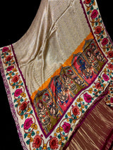 Beige Gold Silk Saree – Bandhej bandhani and with Floral Print Saree - Kaash