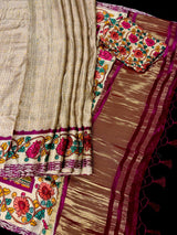 Beige Gold Silk Saree – Bandhej bandhani and with Floral Print Saree - Kaash