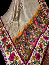Beige Gold Silk Saree – Bandhej bandhani and with Floral Print Saree - Kaash