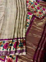 Beige Gold Silk Saree – Bandhej bandhani and with Floral Print Saree - Kaash
