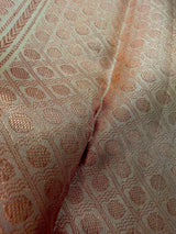 Beige pure kanjivaram silk saree with copper zari weave — Kaash Collection