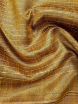 Black and Mustard Yellow Pure Raw Silk Saree with Temple Borders with Checks - Kaash