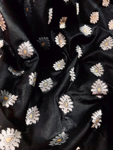Black & Pink with Green Paithani Banarasi saree in banarasi silk with silver buttas with green paithani border — Kaash Collection