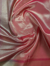 Black & Pink with Green Paithani Banarasi saree in banarasi silk with silver buttas with green paithani border — Kaash Collection
