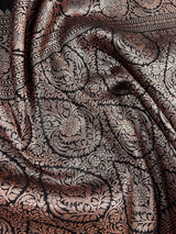 Black Cotton Silk Banarasi saree in banarasi cotton silk with antique zari weaving — Kaash Collection