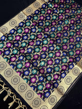 Black Color Banarasi Silk Dupatta - Floral Jaal with Meenakari - Muted Gold Zari Weaving Dupatta - Dupatta for Gift - Dupatta for Lehenga - Kaash