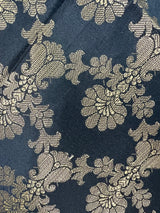 Black Banarasi Floral Jaal dupatta in banarasi silk (non-pure) with floral jaal with muted gold zari — Kaash Collection