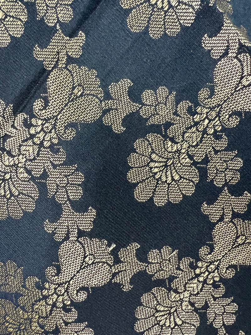 Black Color Floral Jaal Muted Gold Zari Weaved Dupatta | Floral Silk Dupatta | Zari Work | Dupatta | Stole | Scarf | Dupattas for Gifts - Kaash