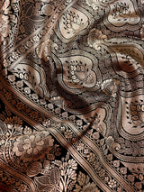 Black Color Mashru Silk Handloom Saree with Muted Gold Zari Weave | Banarasi Mashru Silk Saree | Party Wedding Wear Sarees - Kaash