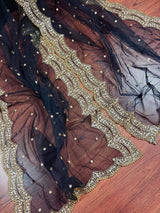 Black Net with Zari Sequin dupatta in net with zari, sequin & bead work on net — Kaash Collection
