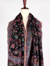 Black premium pashmina Kashmiri shawl with kani weave, floral motifs — Kaash Collection