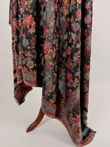 Black premium pashmina Kashmiri shawl with kani weave, floral motifs — Kaash Collection