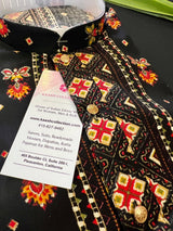 Black men's kurta pajama in soft cotton silk with sequin & colorful thread work — Kaash Collection