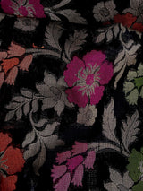 Black Banarasi Cotton saree in pure banarasi cotton with meenakari resham with floral jaal — Kaash Collection
