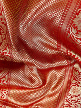 Black with Red, Purple & Green Border pure katan silk saree with satin patta border with floral pallu — Kaash Collection