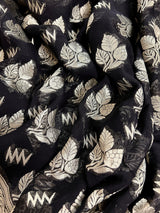 Black pure khaddi georgette banarasi silk saree with silver zari weave — Kaash Collection
