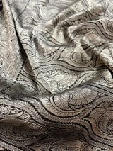 Black pure khaddi georgette banarasi silk saree with silver zari weave — Kaash Collection