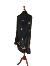 Black pure pashmina Kashmiri shawl with fine kashmiri needlework — Kaash Collection