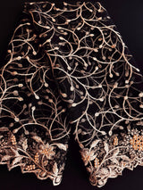 Black soft net dupatta with heavy embroidery, pearl & zari — Kaash Collection