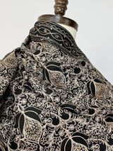 Black soft pashmina Kashmiri shawl with resham aari with muted gold zari, paisley design — Kaash Collection