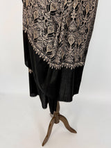 Black soft pashmina Kashmiri shawl with resham aari with muted gold zari, paisley design — Kaash Collection