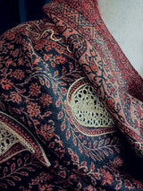 Black soft pashmina Kashmiri shawl with resham aari embroidery, paisley design — Kaash Collection
