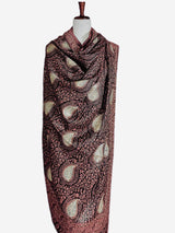 Black soft pashmina Kashmiri shawl with resham aari embroidery, paisley design — Kaash Collection